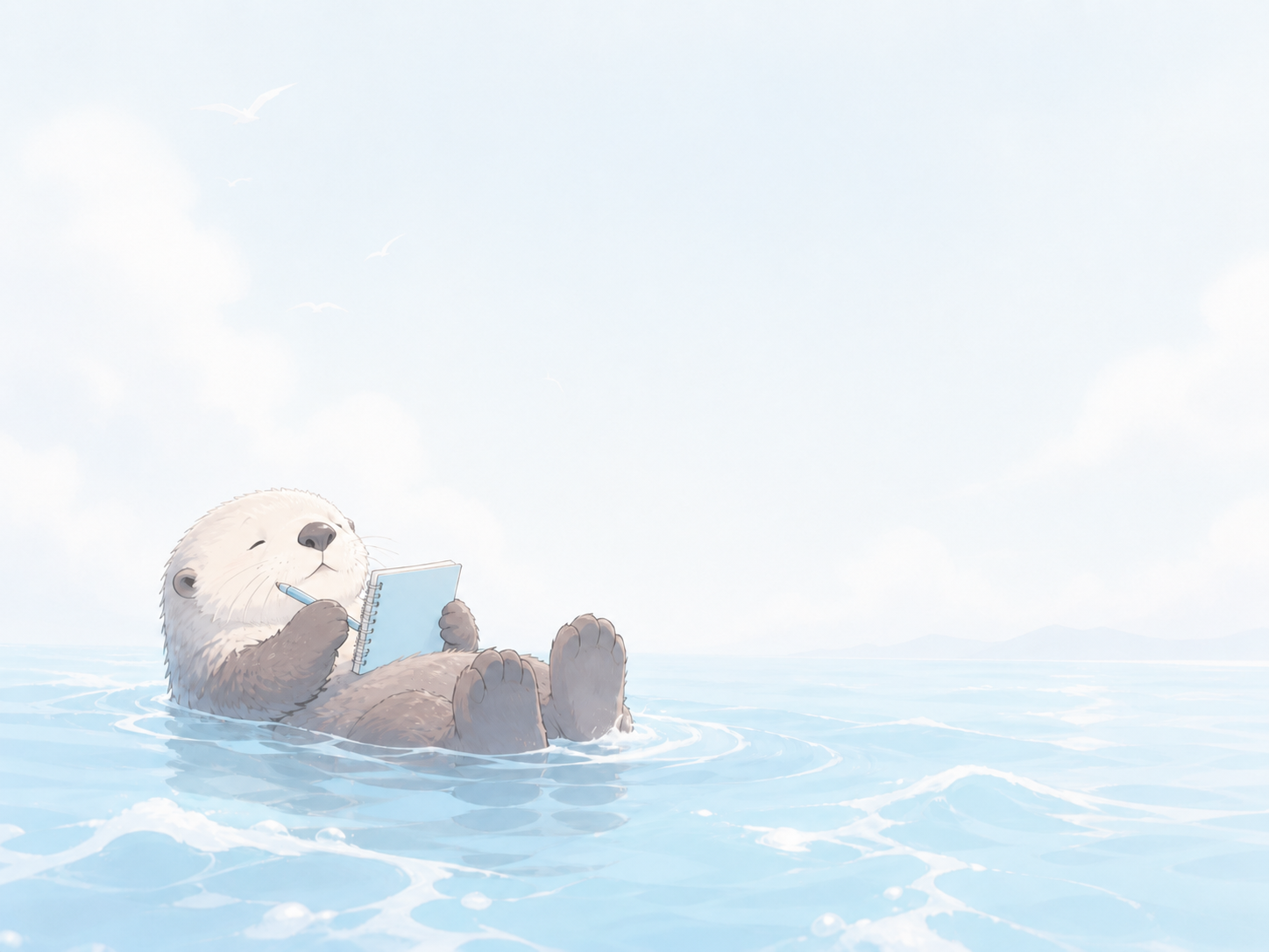游泳的海獭插画
